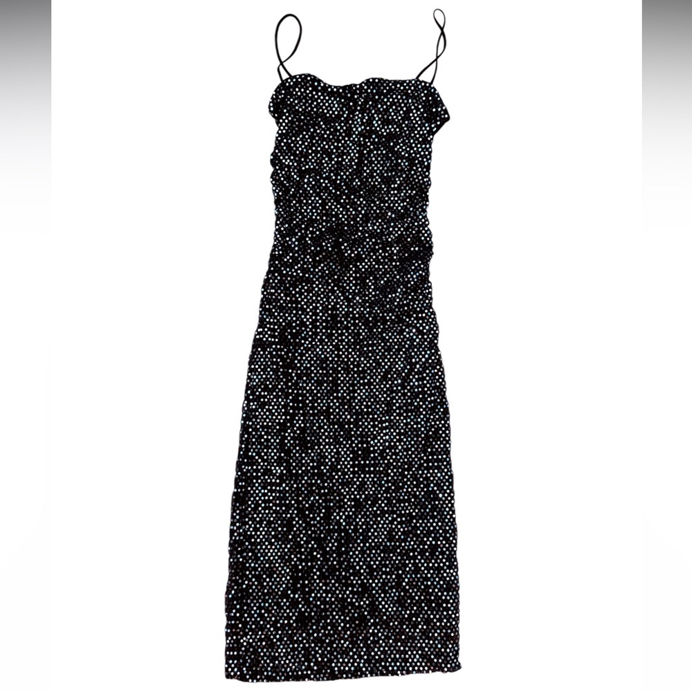 Reference Elegant Black Spaghetti Strap Sequin Dr… - image 3